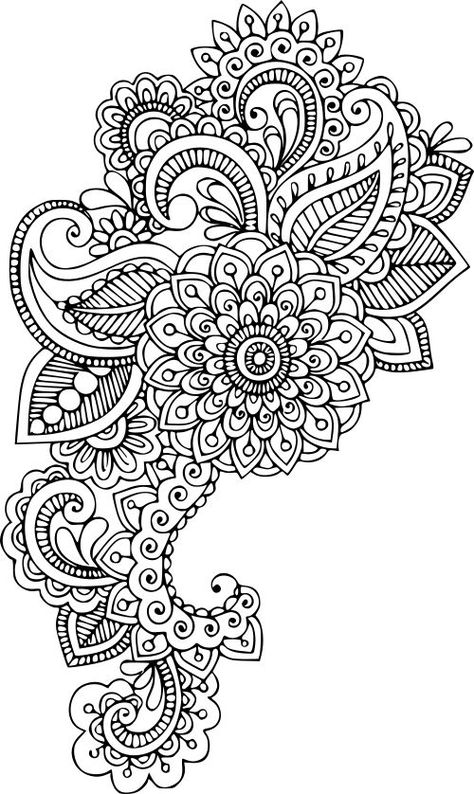 Paisley Mandala Tattoo, Mandala Drawing Coloring, Mandala Drawing Ideas, Mandela Drawing, Printable Mandala Coloring Pages, Floral Mandala Design, Mandala Paisley, Paisley Mandala, Henna Drawings