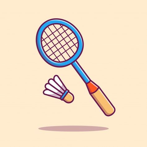 Badminton racket with shuttlecock icon i... | Premium Vector #Freepik #vector #design #sport #character #cartoon Badminton Illustration Art, Badminton Aesthetic Drawing, Badminton Racket Drawing, Badminton Drawing, Shuttle Badminton, Badminton Doubles, Badminton Aesthetic, Badminton Art, Badminton Logo