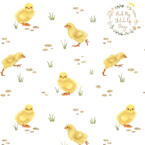 Easter Chicks Drawing, Baby Prints Pattern Design, Chick Drawing, Chick Illustration, Easter Illustration, Beautiful Tattoos For Women, Easter Fabric, Easter Prints, Easter Images