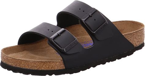 Black Birkenstocks, Birkenstock Men, Shower Shoes, Two Strap Sandals, Comfy Sandals, Birkenstock Women, Footbed Sandals, Unisex Shoes, Birkenstock Arizona