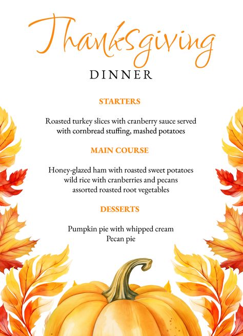 Thanksgiving Menu Free Google Docs Template Thanksgiving Menu Template, Free Menu Templates, Honey Glazed Ham, Roasted Root Vegetables, Docs Templates, Perfect Thanksgiving, Holiday Meal, Free Thanksgiving, Thanksgiving Feast