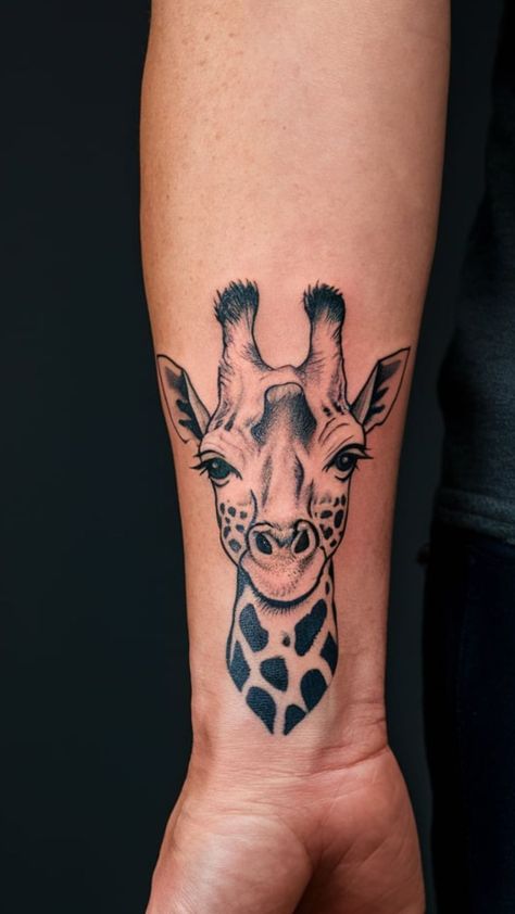 Giraffe Tattoo Matching Giraffe Tattoo, Giraffe Tattoo Men, Elephant Giraffe Tattoo, Simple Giraffe Tattoo, Minimalist Giraffe Tattoo, Geometric Giraffe Tattoo, Baby Giraffe Tattoo, Giraffe Tattoo Ideas, Eli Tattoo