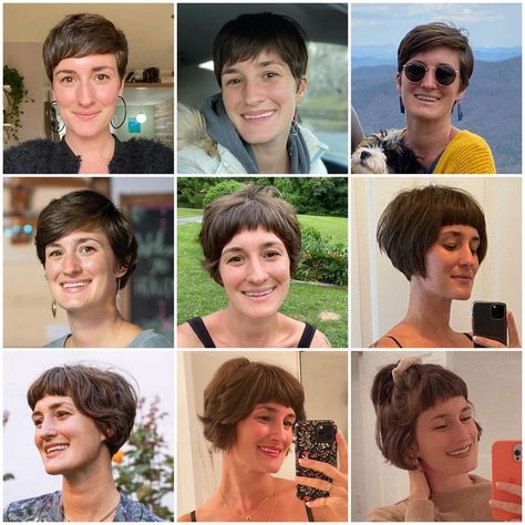 Emily Pennystone | My pixie grow out process! When I decided it was time to grow my hair out, I had a hard time finding much inspiration for growing it out... | Instagram Pixie Grow Out, Grow My Hair, Hair Back, Pixie Bob, Girl Short Hair, Grow Out, Hard Times, Hard Time, Pixie Haircut