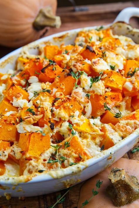 Butternut Squash and Feta Gratin Recipes Winter, Cooking Vegetarian, Feta Recipe, Feta Cheese Recipes, Winter Vegetable, Fresh Eats, Side Work, Quit Sugar, Butternut Squash Recipes