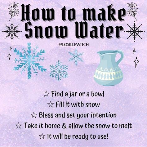 Witchcraft Community on Instagram: “❄️ Have you made Snow Water? ⛄️ . I miss the snow! Over here in Los Angeles the snow os a little tricky to track down. But i am gonna see…” Water Witchcraft, Water Magick, Solstice Blessings, Make Your Own Snow, Shadow Wizard, Ice Witch, Money Gang, Make Snow, Water Magic