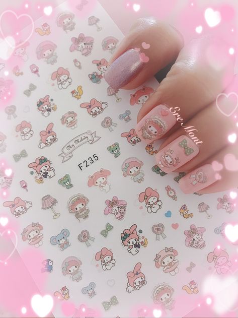 Uñas Hello Kitty, Sanrio Nails, My Melody, Nail Stickers, Art Designs, Nail Art Designs, Manicure, Hello Kitty, Nail Art