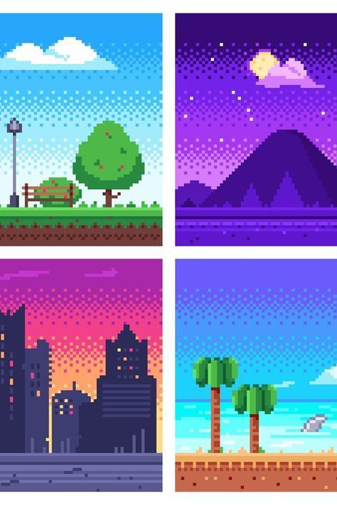 8bit Game Design, 8 Bit Design, 8bit Background, Pixel Art Illustration, Pixel Game Aesthetic, Sky Pixel Art, City Pixel Art, Pixel Sky, Pixel Landscape