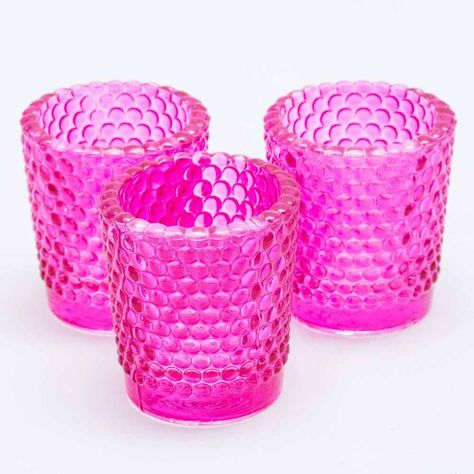 AmazonSmile: Richland Votive Candle Holders Hobnail Pink Set of 12: Home & Kitchen Pink Table Settings, Bouquet Succulent, Simple Table Settings, Pink Glassware, Glass Votive Candle Holders, Simpler Times, Seasonal Candles, Selling Candles, Pink Set