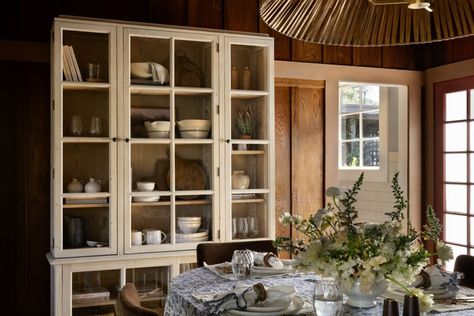 The Houston Estate Paint Guide - Studio McGee Glass Cabinet Styling, Cabinet Styling, The Mcgee Home, Paint Guide, Rough Hewn Wood, Mcgee Home, Cabinet Wood, Bakers Rack, Cabinet Style