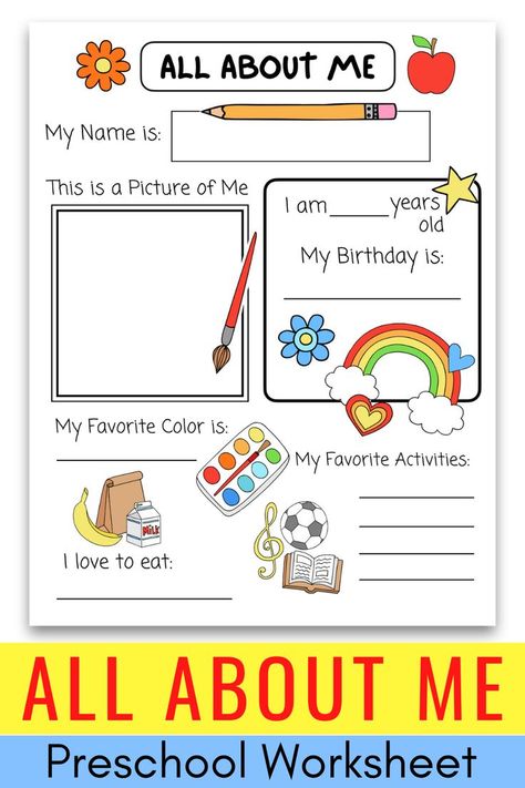 All About Me Interview, All About Me Sheets For Preschool, Classroom All About Me, It's All About Me, Get To Know Preschoolers, All About Me Infant Template, Printable All About Me Worksheet, About Me Elementary Activity, Preschool Pdf Free Printable