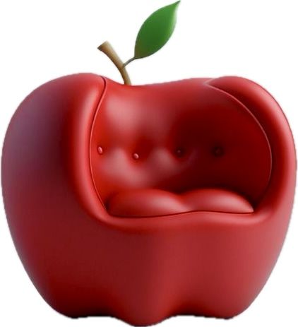 red apple chair AI Fruit Inspired Furniture, Fruit Inspired Chair, Green Apple Reference Photo, Apple Pillow, Apple Ceramic, Apple Ii, Apple Shaped, Apple Fruit, Red Apple