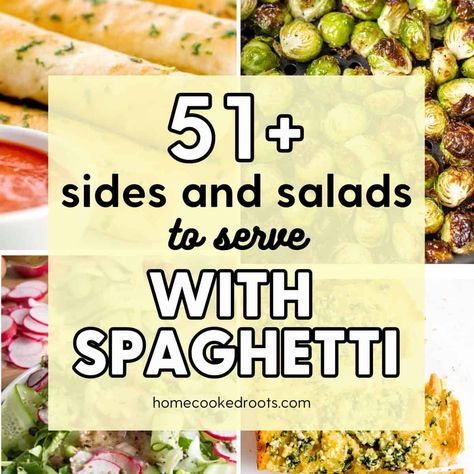 What to Serve with Spaghetti (51 Sides and Salads!) What Side Goes With Spaghetti, Sides That Go With Pasta Dishes, Salad To Serve With Pasta, What To Serve With Spaghetti Dinners, Side Dish For Spaghetti, Side Dish For Spaghetti Dinner, Spaghetti Sides Dishes Ideas, Spaghetti Side Dishes, Side Dishes For Spaghetti Dinner