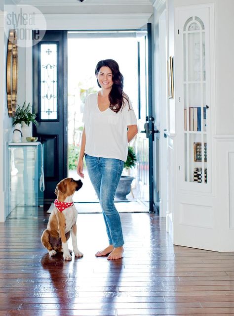 Canadian television personality Jillian Harris shares her experience of renovating her dream home in Kelowna, B.C., and falling in love with it all over again. Jillian Harris Home, Bar Stool Slipcovers, Love It Or List It, Eclectic Chic, Leopard Pillows, Brick Interior, Jillian Harris, Romantic Dream, Interior Design Photos