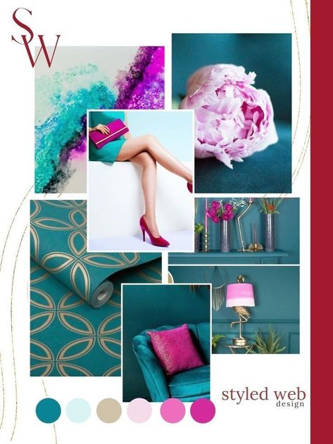 Looking for Bold, Bright & Vibrant color palette Inspirations for your Business? Take a look into this Fuchsia, Cyan, Hot Pink & Light pink Mood Board Inspiration, which is a perfect fit for female entrepreneurs. Save this Mood board for your future reference. | Website color palette schemes | Branding Inspiration | Aesthetic color combinations | Bold & Bright Color Palette | life coach branding | Mood Board Inspirations | Aesthetic Color Combinations, Life Coach Branding, Pink Mood Board, Branding Mood Board Inspiration, Web Design Color, Teal Color Palette, Coach Branding, Reference Website, Website Color Palette