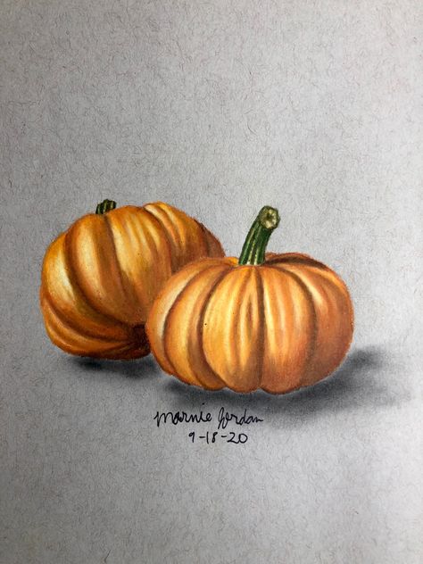 Pumpkin Drawing Colored Pencil, Halloween Realistic Drawing, Drawing With Prismacolor Pencils, Color Pencil Realistic Drawing, Prismacolor Art Easy, Prismacolor Drawing Ideas, Realistic Colored Pencil Drawings, Pumpkins Drawing, Colored Pencil Drawing Ideas