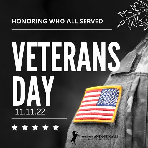 On Veteran’s Day this Friday 11.11.2022 Wildwood Antique Mall of Wildwood, FL would like to honor our Veterans with 10% OFF on any  item found in booths that have a red, white and blue star posted to their space. (Must show ID of active or inactive Veteran status). #veterans #veterandiscount #veteransday Remembrance Day Posters, Veterans Discounts, Happy Veterans Day, Veteran’s Day, Remembrance Day, Dry Eyes, Marketing Business, Veterans Day, Social Media Graphics