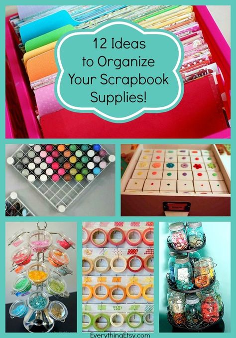 Scrapbook Supplies–So Organized! {12 Awesome Ideas} - EverythingEtsy.com #organize #crafts #diy Scrap Embellishments, Scrapbook Room Organization, Traditional Scrapbooking, Scrapbook Storage, Scrapbook Organization, Organize Craft Supplies, Dream Craft Room, Scrapbook Room, Office Crafts