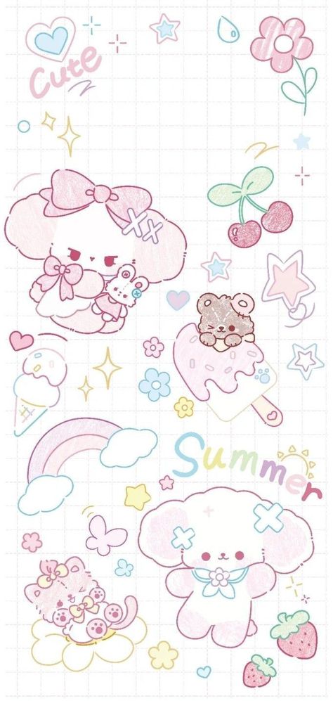 Walpaper Wathsapp Cute, Phone Background Wallpaper, My Melody Wallpaper, Kawaii Background, Cute Mobile Wallpapers, Wallpaper Doodle, Sanrio Wallpaper, Iphone Wallpaper Photos, Cute Doodles Drawings