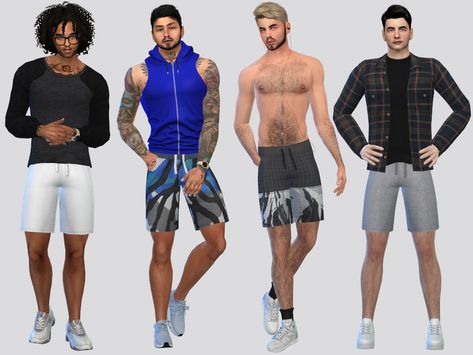 The Sims Resource - Running Shorts Sims 4 Short Pants, Sims 4 Adidas, Sims Download, Pants Male, Male Clothes, Male Clothing, Low Waist Jeans, Loose Tank Tops, Sims Community