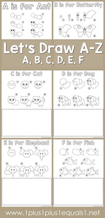 Drawing Tutorial Printables ~ Draw an Ant, Butterfly, Cat, Dog, Elephant and Fish! Directed Drawing, Drawing Tutorials For Kids, Tot School, Homeschool Art, Kindergarten Art, Guided Drawing, Alphabet Activities, Learn How To Draw, Drawing Lessons