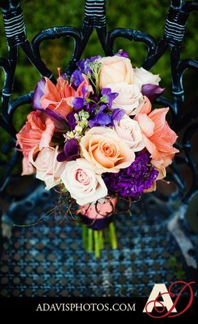 Another cute option..Coral pink purple Plum And Coral Wedding, Plum Bouquet, Dark Purple Wedding, Tropical Wedding Flowers, Coral Navy, Purple Bouquet, Coral Wedding, Mom Wedding, Diy Wedding Flowers