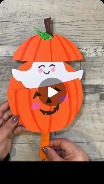 Peek A Boo Ghost Craft, Last Minute Halloween Crafts, Easy Monster Pumpkin Carving, Photo Preschool Craft, Paper Pumpkin Decorating Ideas, Halloween Crafts For Kinder, Disguise A Ghost Project Ideas, How To Make A Paper Pumpkin, Pumpkin Bead Craft