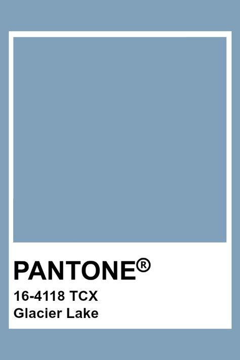 PANTONE 16-4118 TCX Glacier Lake French Blue Pantone, Pantone Tcx Blue, Dusty Blue Pantone, Pantone Blue Shades, Pantone Tcx, Pantone Colours, Pantone Color Chart, Pantone Swatches, Glacier Lake