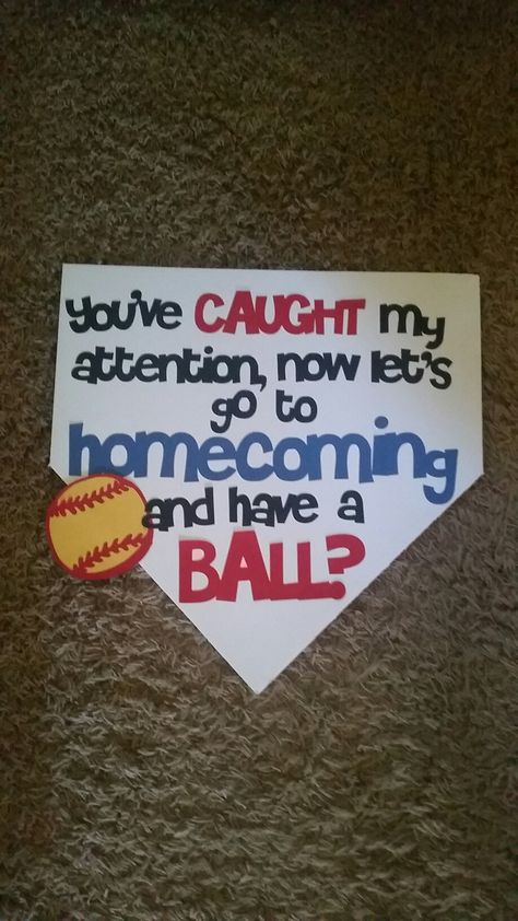 Softball homecoming proposal                                                                                                                                                                                 More Softball Themed Homecoming Proposal, Softball Homecoming Posters, Softball Dance Proposal, Baseball Themed Dance Proposal, Softball Hoco Signs, Softball Hoco Proposals Ideas, Homecoming Proposal Ideas Song Lyrics, Hoco Baseball Proposals Ideas, Homecoming Proposal Ideas Softball