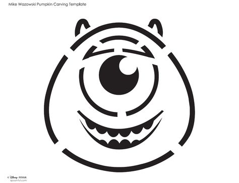 Disney Pixar Mike monsters Inc.  Free Halloween pumpkin carving stencil design template pattern Mike Wazowski Pumpkin, Pumpkin Stencils Free Printable, Disney Pumpkin Stencils, Disney Pumpkin Carving Templates, Disney Stencils, Printable Pumpkin Stencils, Halloween Template, Pumpkin Stencils Free, Pumpkin Carving Stencils Free