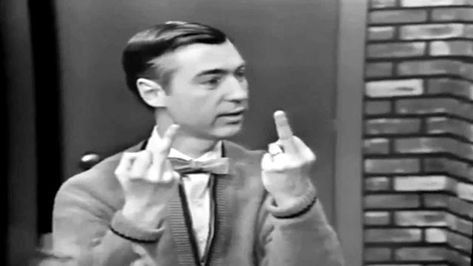 Mr. Rogers Flipping the Double Bird With a Giant Smile to Children On His TV Show 1967 #Old #Vintage #Retro Where Is Thumbkin, Mr Rodgers, Mister Rogers Neighborhood, Fred Rogers, Mr Rogers, Sketch Comedy, Celebrity List, Cool Sketches, Tall Guys