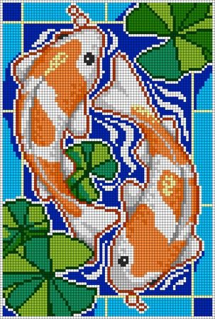 Koi Fish Lily Pads, Modele Pixel Art, Graph Crochet, Pixel Crochet, Pixel Art Grid, Tapestry Crochet Patterns, Pola Kristik, Pola Sulam, Pixel Art Design