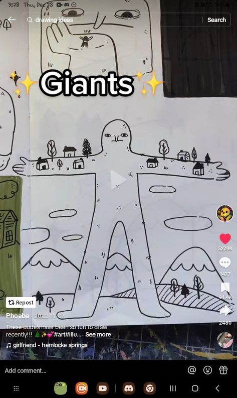 Creator: ginkgojelly on tt Giants Doodle, Giants Drawing, Giant Drawing, White Board, School Ideas, Pixel Art, Sketch Book, Doodles, The Creator