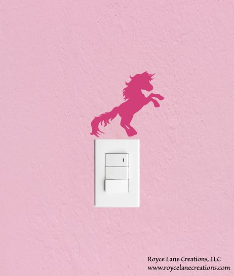 Unicorn Light Switch Decal -  Unicorn Lightswitch Decal - Unicorn Switch Plate Decal - Unicorn Decal - Unicorn Decal for Girl's Bedroom Mantle Headboard, Wall Graphics Design, Light Switch Decal, Boy Sports Bedroom, Unicorn Decal, Switch Decals, Unicorn Light, Sports Wall Decals, Letter Decals