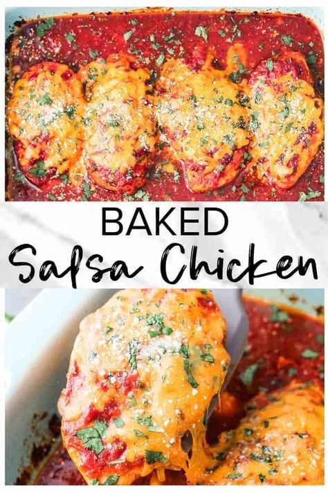 Baked Salsa Chicken Recipe, Baked Salsa Chicken, Salsa Chicken Bake, Salsa Chicken Recipe, Salsa Chicken, Beans And Rice, Easy One Pot Meals, Baked Chicken Recipes, Mexican Recipes