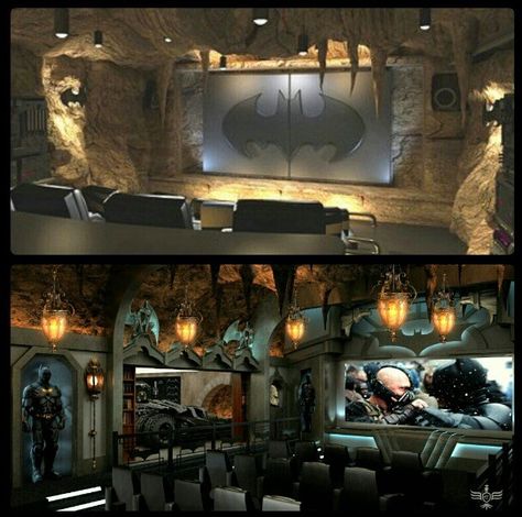 I WILL HAVE THIS. Only less Nolan crap. No Dark Knight Rises for me. No sir. Batcave Room, Hunter Bedroom, Entertainment Rooms, Basement Home Theater, Wayne Manor, Home Cinema Room, At Home Movie Theater, Man Cave Home Bar, Home Theater Rooms