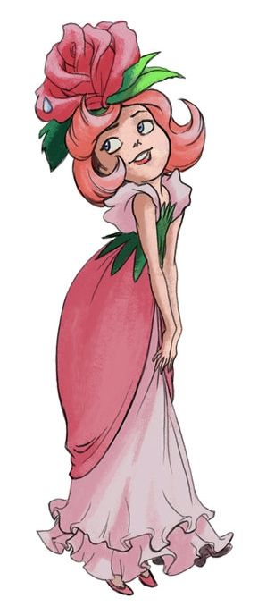 Rose Petal by Lauren Montgomery Pixie Fairy Aesthetic, Rose Character, Lauren Montgomery, Rose Petal Dress, Rosé Cartoon, Ivy Costume, Fruit Aesthetic, Poison Ivy Costumes, Childhood Characters