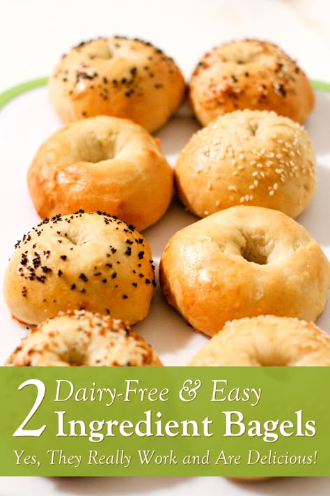 Gluten Free Dairy Free Bagels, Dairy Free Bagel Recipe, Vegan Bagels Recipe, Vegan Gluten Free Bagels, Dairy Free Bagels, Vegan Bread Machine Recipes, Vegan Bagel Recipe, Two Ingredient Bagels, Vegan Bagels