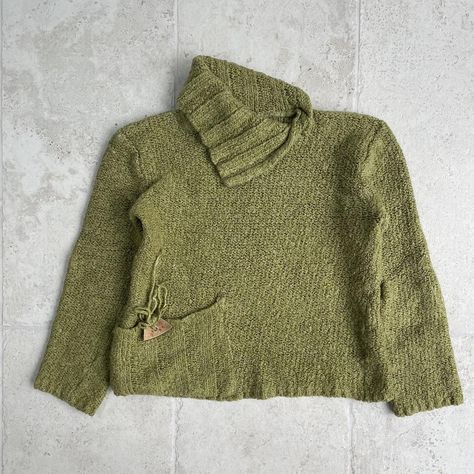 fairy jumper 90s knit moss green jumper chunky knit... - Depop Green Chunky Knit Top, Vintage Green Knit Sweater, Vintage Green Oversized Sweater, Fitted Hand-knitted Green Sweater, Green Mohair Cozy Sweater, Bohemian Cottage, Sustainable Fashion Designers, Green Jumpers, Chunky Knits Sweater