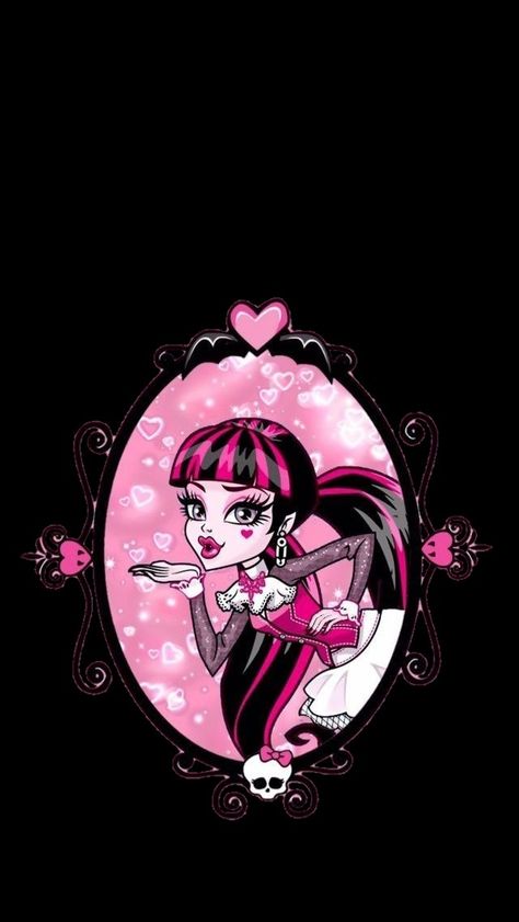 Draculaura Black Background, Draculaura Wallpaper Iphone, Draculaura Lockscreen, Draculaura Wallpaper Aesthetic, Monster High Draculaura Wallpaper, Draculaura Aesthetic Wallpaper, Monster High Lockscreen, Monster High Wallpaper Iphone, Png Logo Black