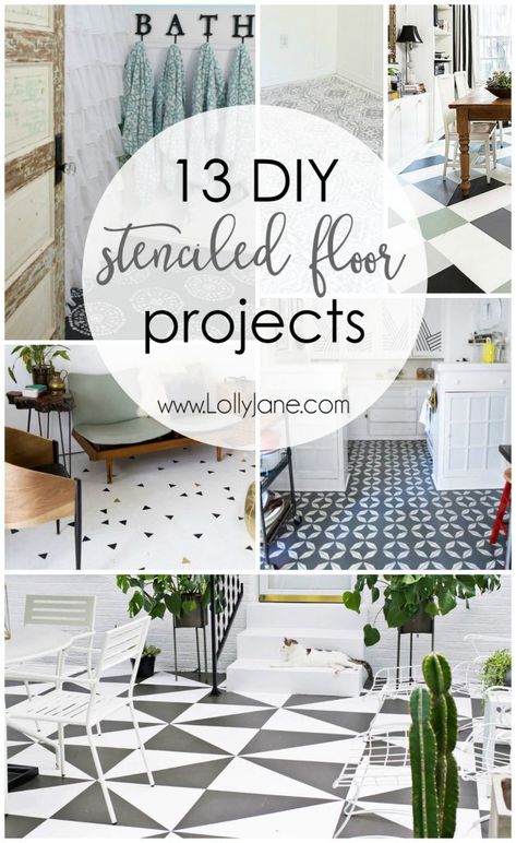 Stenciled Floors, Cheap Diy Projects, Painting Tile Floors, Upcycle Ideas, Porch Makeover, Diy Entryway, Stenciled Floor, Floor Ideas, Stencil Diy