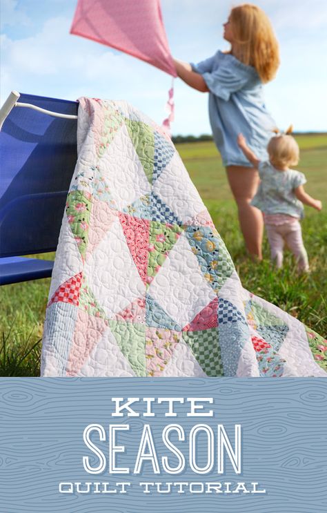 Kite Season Quilt Kite Quilt, Missouri Quilt Tutorials, Missouri Quilt Company, Scrapbook Rooms, Missouri Star Quilt Company Tutorials, Missouri Star Quilt Tutorials, Peg Boards, Flying Kites, Easy Quilting