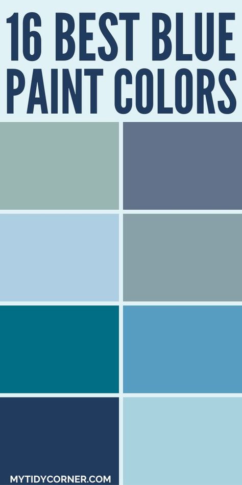 Looking for the perfect blue color? Here are the best blue paint colors for bedroom, living room and more. Create a sophisticated and inviting atmosphere in your home with best light blue paint colors, mid tone or dark blue paint colors. You will love these blue paint color ideas. Stone Blue Paint Color, Blue Painted Bedroom Ideas, Bright Blue Paint Colors, Blue Bedroom Paint Ideas, Ocean Blue Paint Colors, Best Light Blue Paint Colors, Best Paint For Bedroom, Blue Paint Colors For Bedroom, Antique Blue Paint