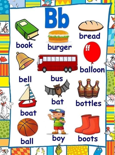 A Family Words, B Letter Words, Word Family Worksheets Free, English For Preschoolers, Abc Vocabulary, Flashcard Alphabet, Fruit Outline, Preschool Letter B, Kg Worksheets