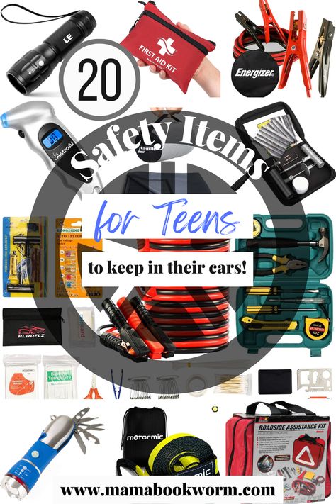 Teen Car Accessories, Car Gift Ideas, Teen Driving, Car Checklist, First Aid For Kids, Car For Teens, Teen Stuff, Driver Safety