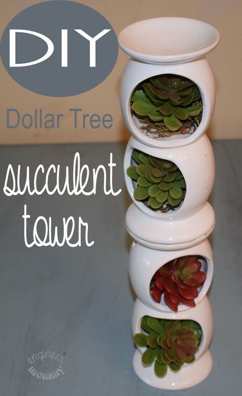 DIY Dollar Tree Succulent Tower! Gorgeous home decor! Succulent Tower, Mommy Diy, Cheap Diy Crafts, Diy Succulent Terrarium, Diy Dollar Tree Decor, Dollar Tree Christmas, Cheap Crafts, Dollar Tree Decor, Terrarium Diy