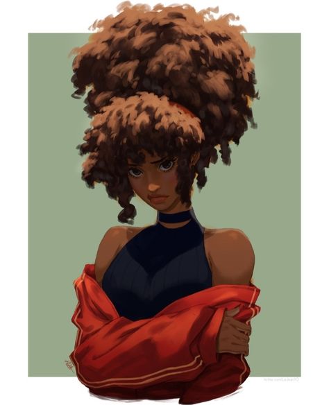 Afro Hair Drawing, Black Characters, Black Anime Characters, Black Cartoon, Black Art Pictures, Arte Inspo, Wow Art, Hair Reference, Afro Art