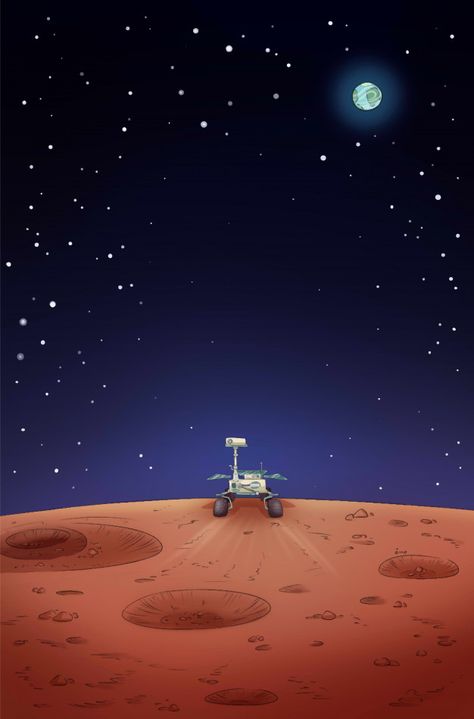 Opportunity Rover Art, Mars Rover Illustration, Mars Drawing, Nasa Drawing, Mars Background, Mars Painting, Crewneck Designs, Old Apple Logo, Mars Illustration