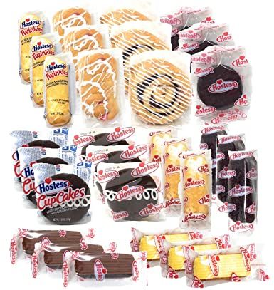 Amazon.com: Hostess Variety Pack | Cupcakes, Cinnamon Rolls, Danish, Ding Dongs, Twinkies, Zingers | 30 Count : Grocery & Gourmet Food Hostess Ding Dongs, Cupcakes Cinnamon, Chocolate Twinkie, Ding Dongs, Hostess Twinkies, Hostess Snacks, Hostess Cupcakes, Orange Cupcakes, Devils Food