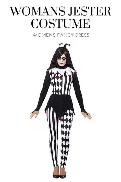 Womans JESTER Fancy Dress Costume #halloween #fancydress #costumes Female Jester Costume, Female Jester, Jester Costume, Womens Fancy Dress, Fancy Dress Costume, Dress Costume, Fancy Dress Costumes, Costume Halloween, Costume Dress