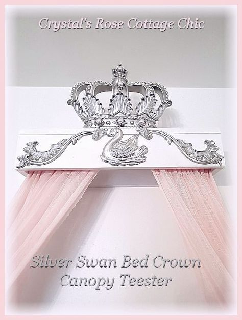 Pink Princess Bed, Swan Bed, Pink Princess Bedding, Baroque Bed, Dreams Aesthetic, Crown Canopy, Canopy Nursery, Purple Girls Room, Pink Princess Party